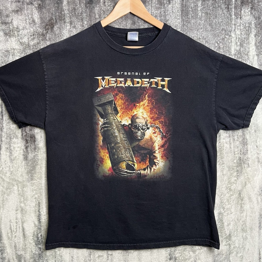 Vintage Y2K Arsenal of Megadeth Men's Black T-Shirt Adult XL Tennessee River